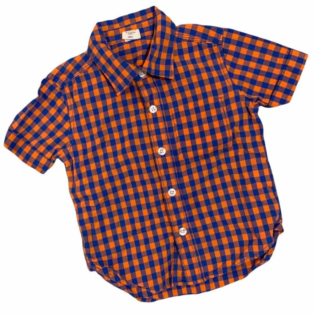 Baby Gap Gingham Print Button Up Tee 12-18 Months